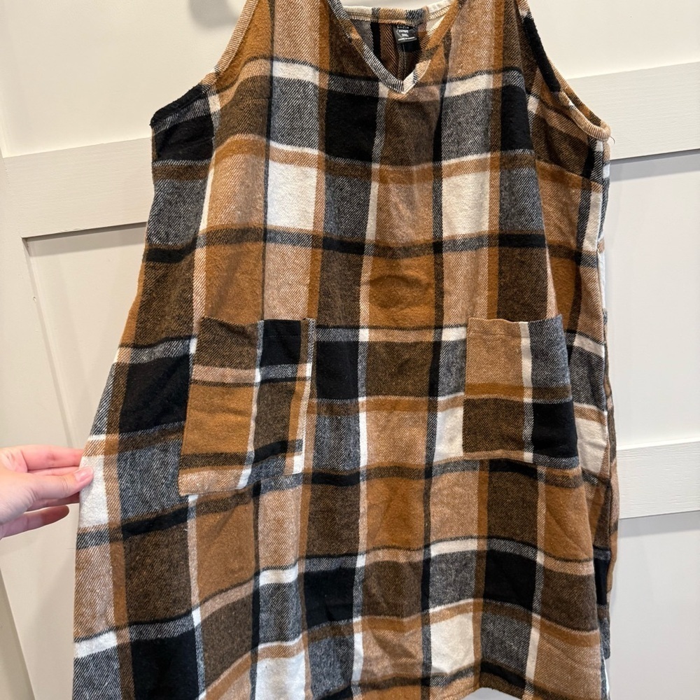 Plaid Sleeveless 3XL Dress - Brown and Black - Picture 3 of 7